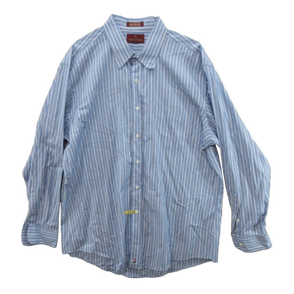 Nordstrom Men Shirt Size 17-34 Collared Vertical Striped Long Sleeve 100% Cotton